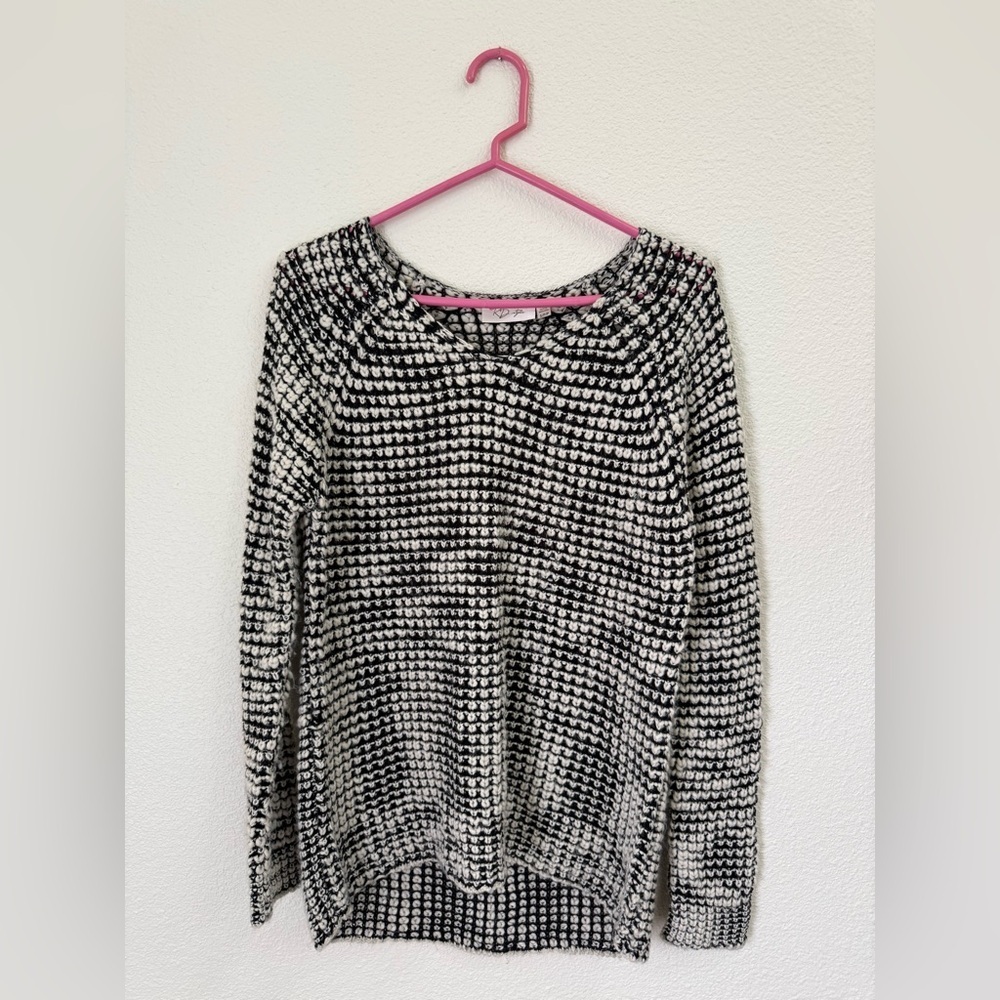 Anthropologie RD Style Black & White Cable Knit Sweater Size Small